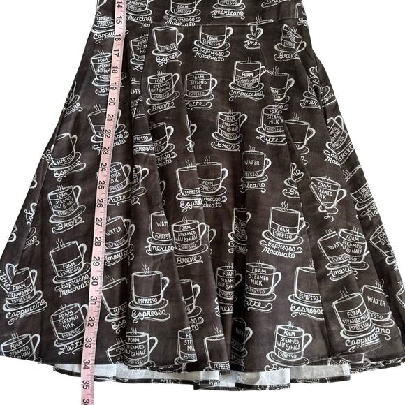 Bernie Dexter Coffee Espresso Fit & Flare Retro Rockabilly Cotton Dress Size XS - Picture 6 of 8
